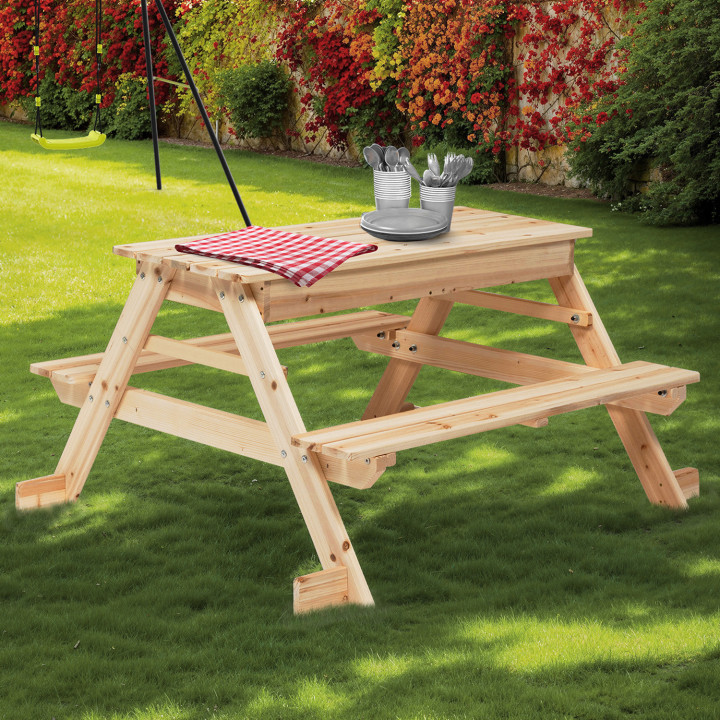 Table de pique-nique FOODY bois pour enfants avec bac à sable intégré
