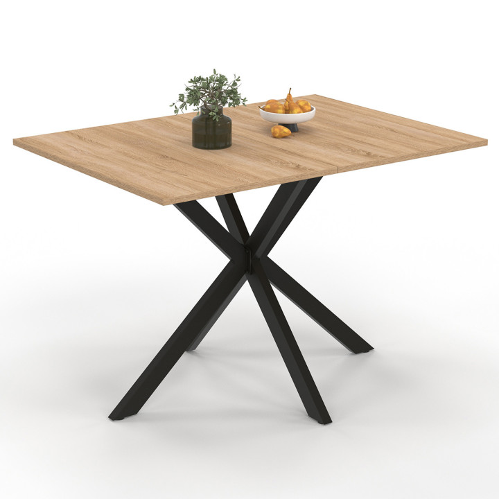Table à manger rectangle ALIX 6 personnes pied araignée bois et noir 110 cm Table à manger rectangle ALIX 6 personnes pied araignée bois et noir 110 cm