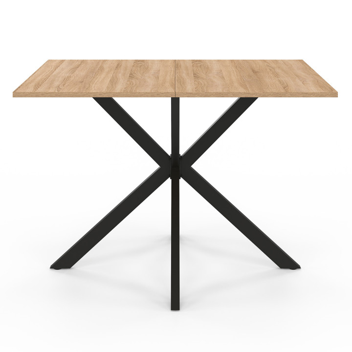Mesa de comedor rectangular 110cm 6 personas madera y pata de araña negra ALIX - | ID Market