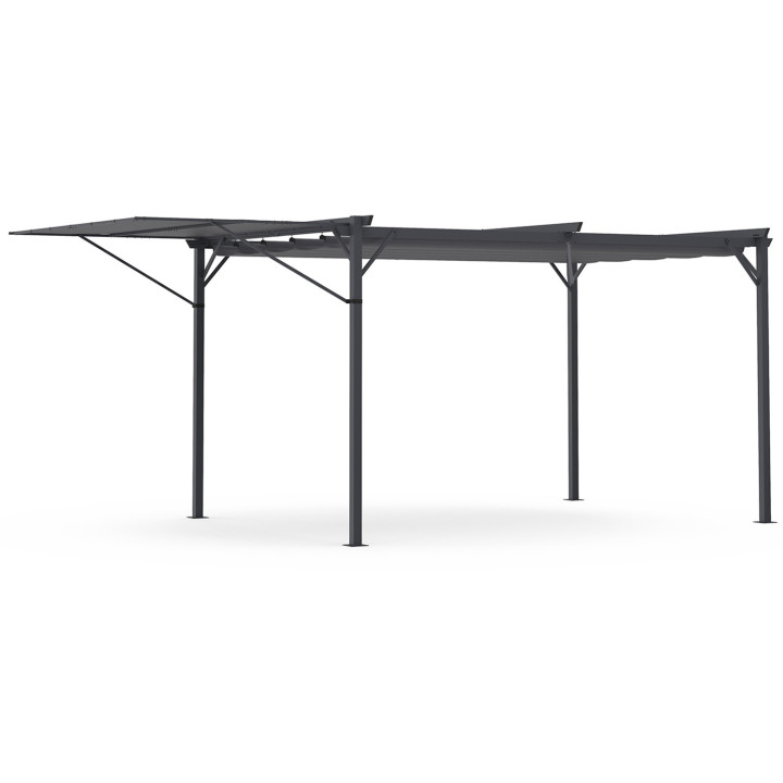 Pérgola con toldo y techo ajustable 3x4M gris antracita | ID Market