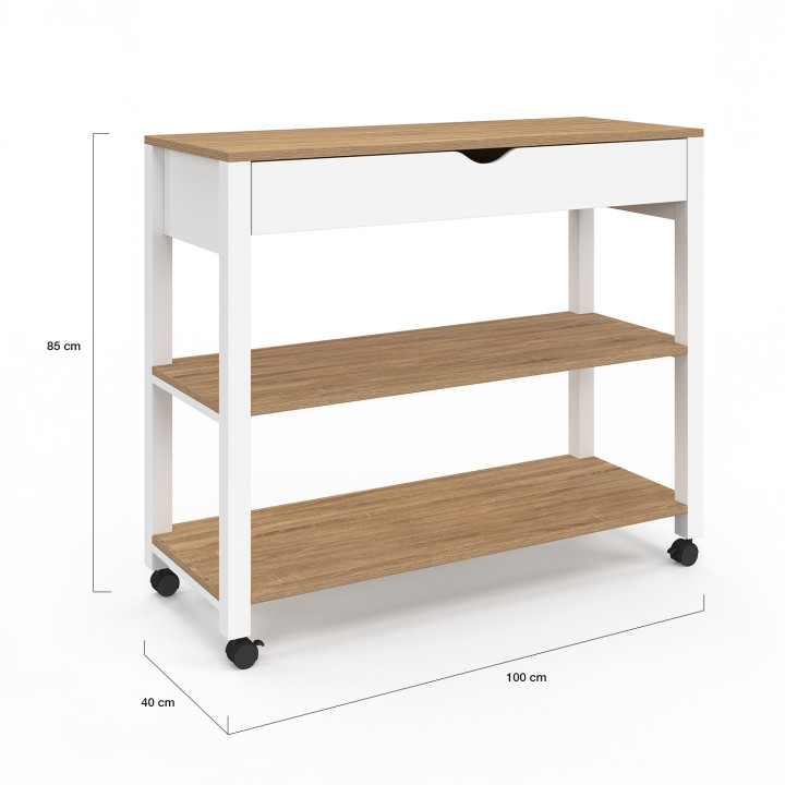 Aparador de cocina XXL con encimera de 100 cm efecto haya y cajón - PENH | ID Market