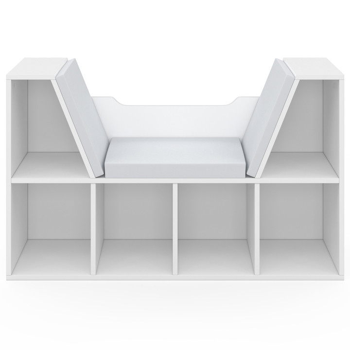 Bibliothèque banc OSCAR 6 cases avec coussins 102 cm blanc