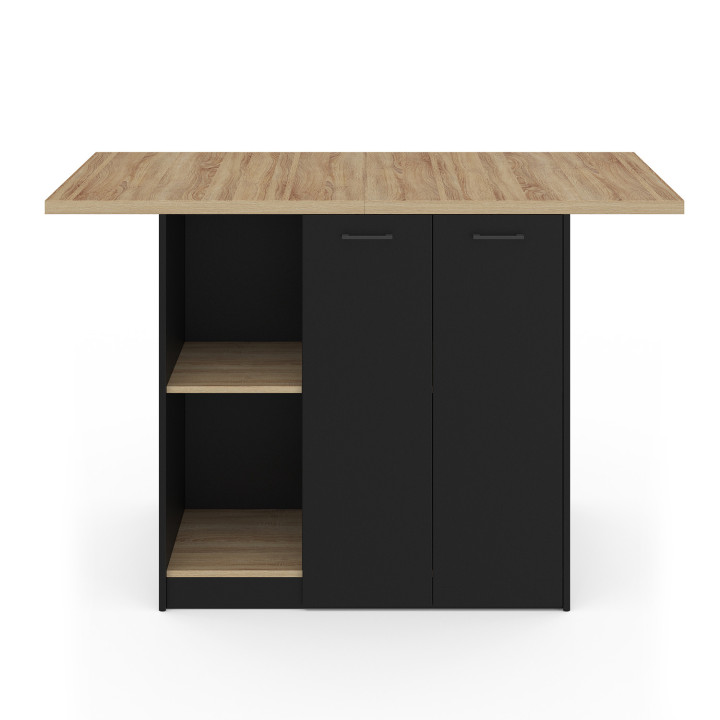 BAO 140 cm 4 persone isola centrale in legno nero con piano di lavoro effetto faggio
