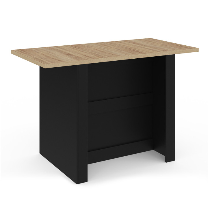 BAO 140 cm 4 persone isola centrale in legno nero con piano di lavoro effetto faggio