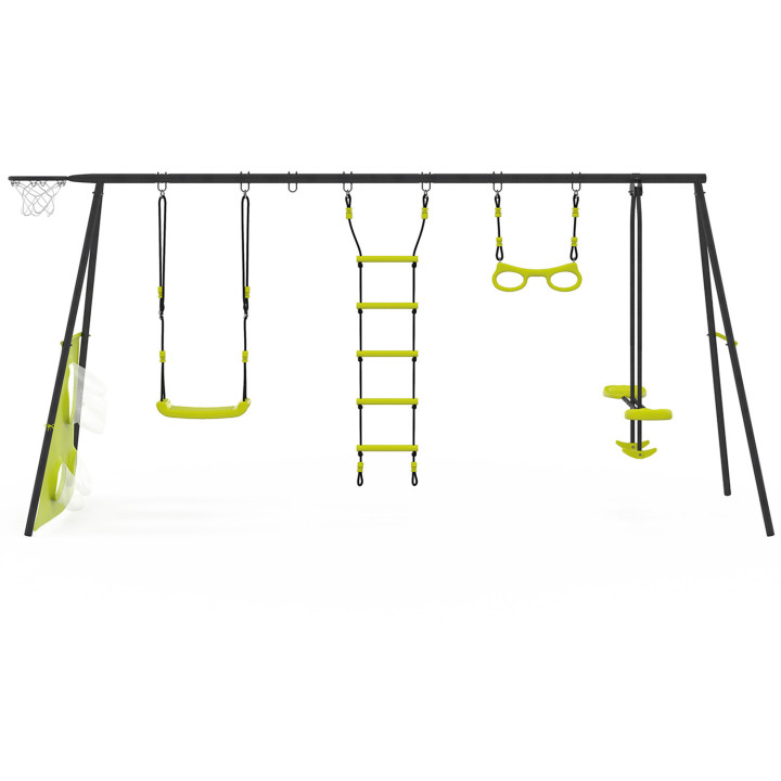 Altalena da giardino 4 apparecchi + canestro e porta da calcio | ID Market