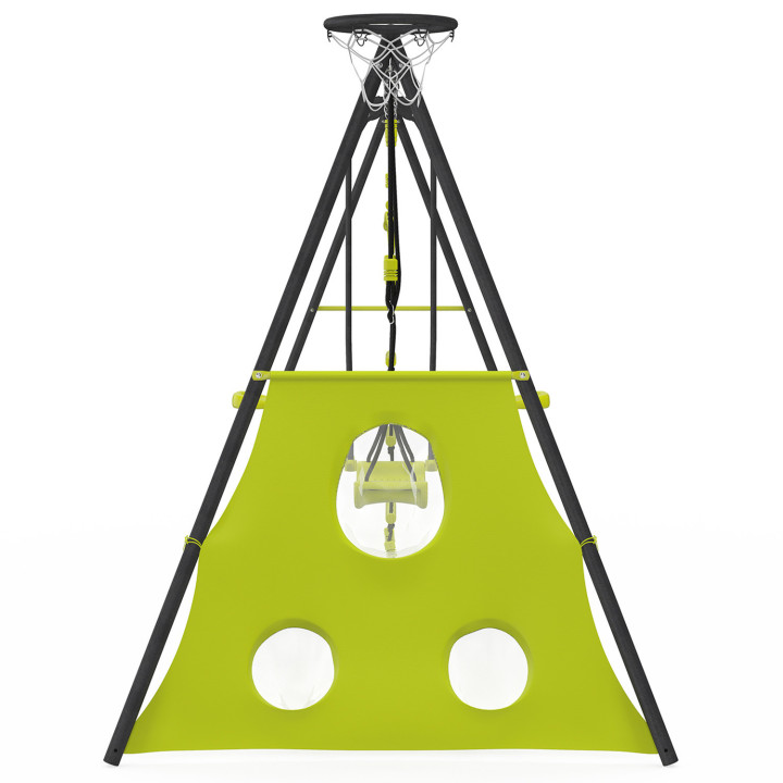 Tuinschommel 4 apparaten + basketbalring en voetbaldoel | ID Market