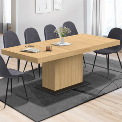 16876 - Table à manger extensible rectangle EDEN 6-10 personnes bois et noir 160-200 cm
