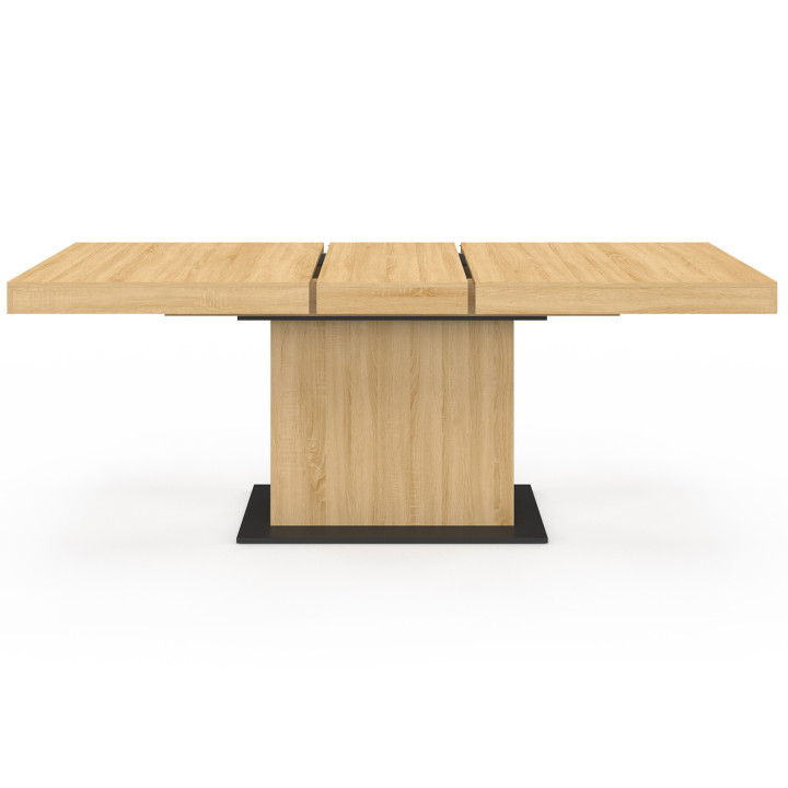 Table à manger extensible rectangle EDEN 6-10 personnes bois et noir 160-200 cm
