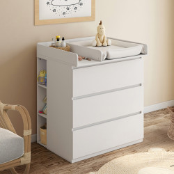 AMBRE witte commode 3 laden commode en 2 verwijderbare planken