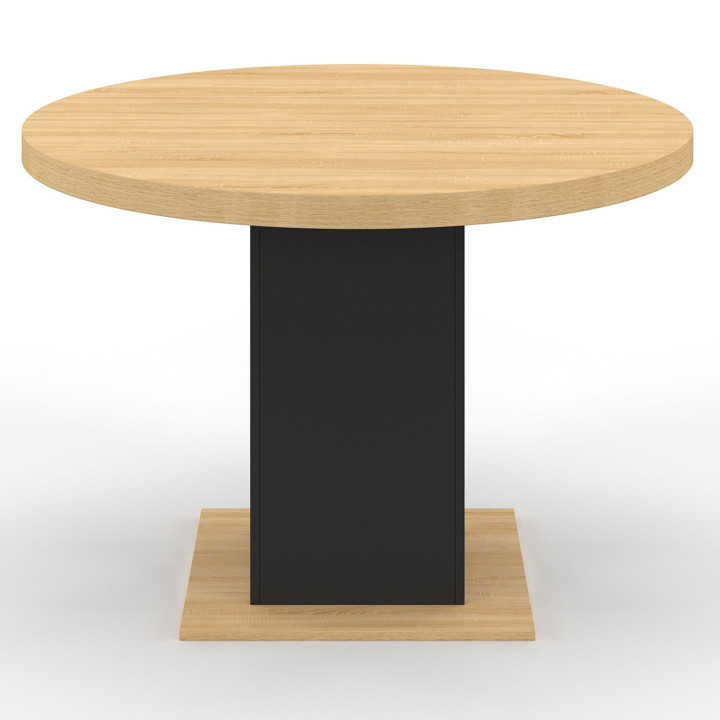 Mesa de comedor redonda de madera y negro para 6 personas 110cm - EDEN | ID Market