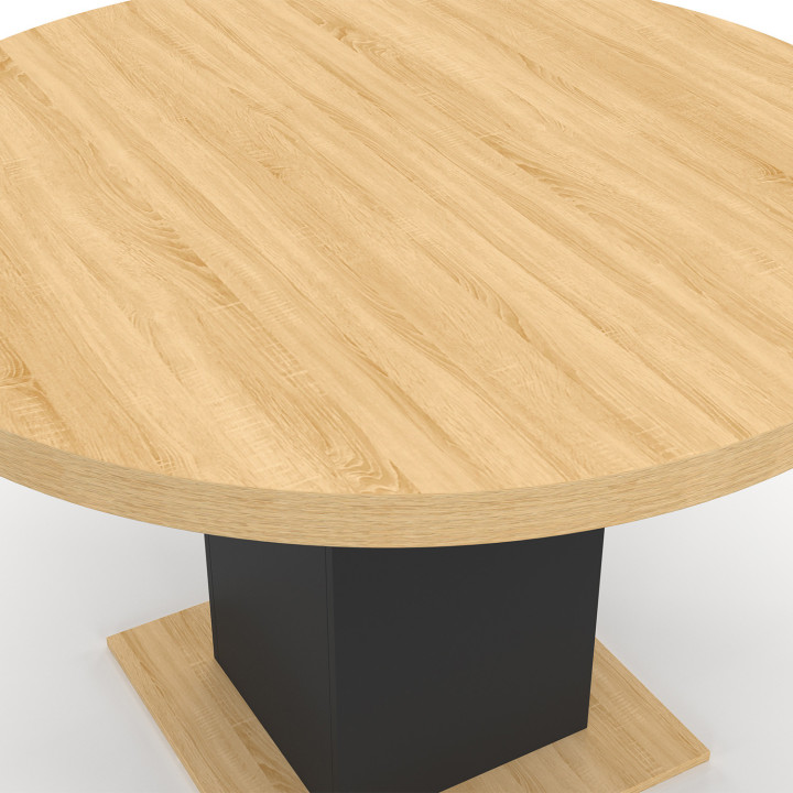 Mesa de comedor redonda de madera y negro para 6 personas 110cm - EDEN | ID Market