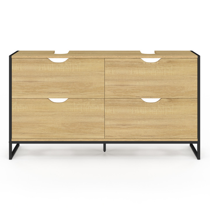 Meuble double vasque salle de bain DETROIT 4 tiroirs design industriel