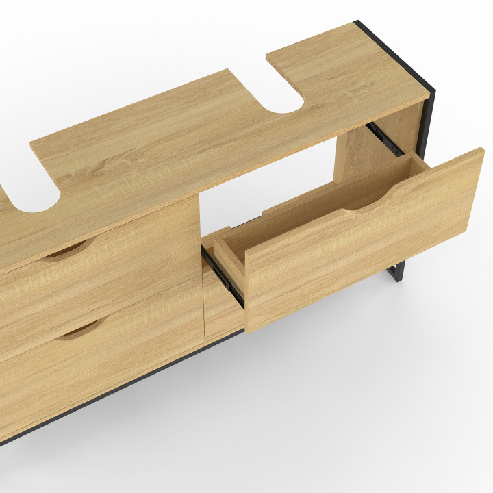 Mobile lavabo doppio DETROIT 4 cassetti design industriale