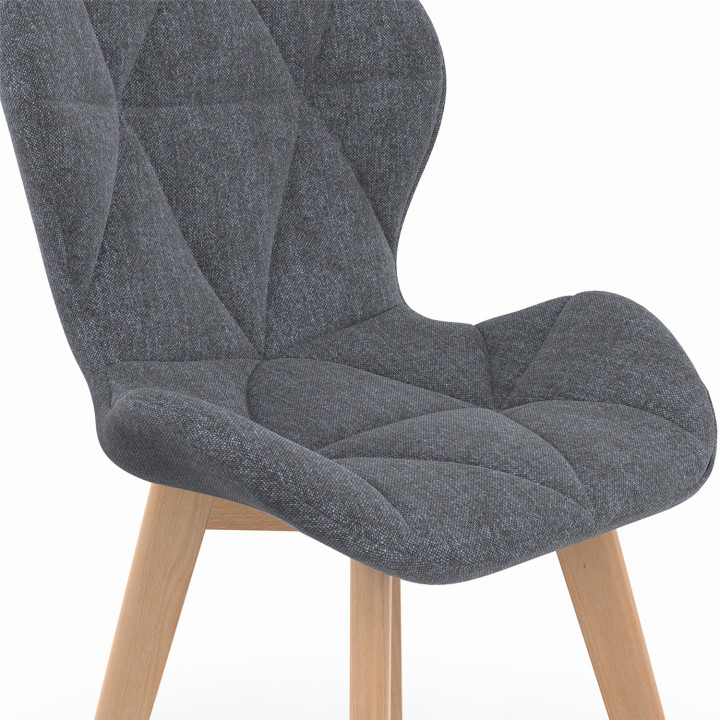 Lot de 6 chaises ROBINE en tissu gris foncé pour salle à manger