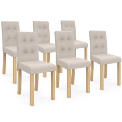 Lot de 6 chaises POLGA capitonnées beiges pour salle à manger