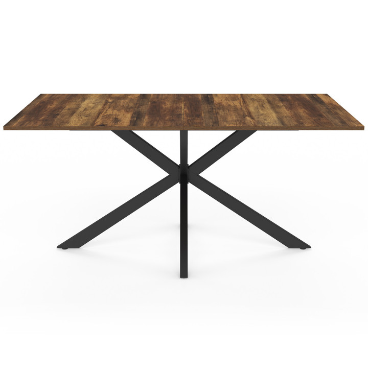 Mesa de comedor de madera oscura 160 cm rectángulo negro pata de araña 8 personas - HAWKINS | ID Market