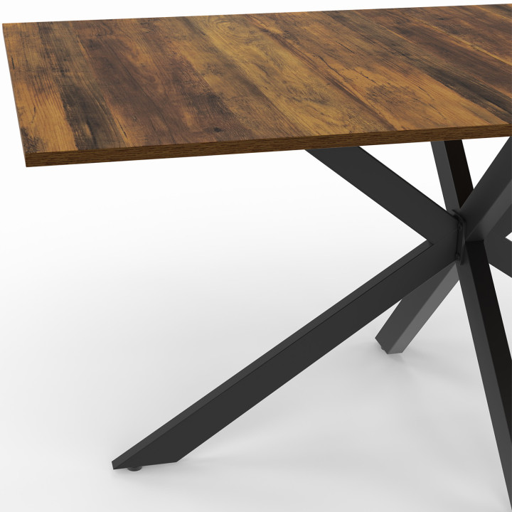 Mesa de comedor de madera oscura 160 cm rectángulo negro pata de araña 8 personas - HAWKINS | ID Market