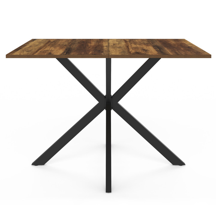 Table à manger rectangle ALIX 4-6 personnes pied araignée bois foncé HAWKINS et noir 110 cm