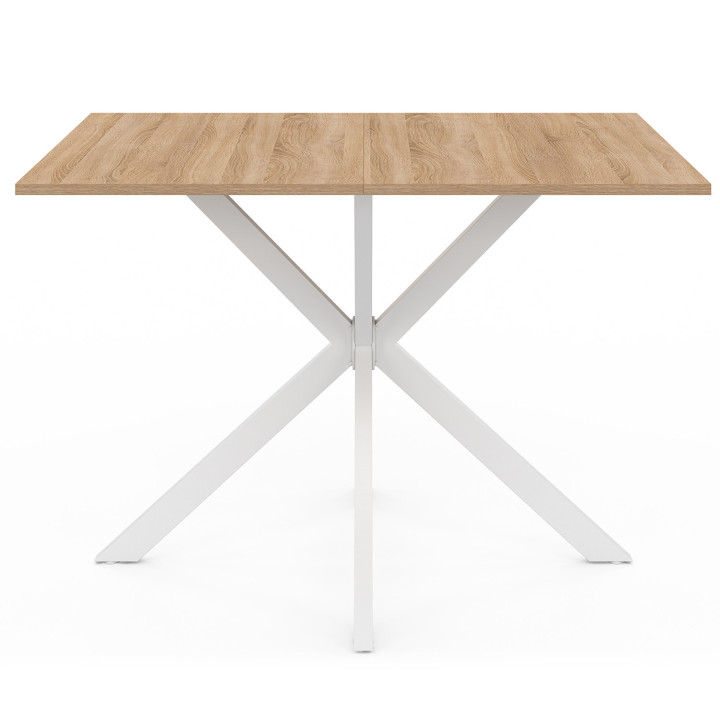 Esstisch Holzplatte Rechteck 110 cm Spinnenfuß weiß 6 Personen - ALIX | ID Market