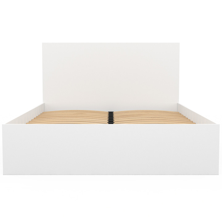 Lit double OMAHA avec tête de lit et sommier 140 x 190 cm blanc