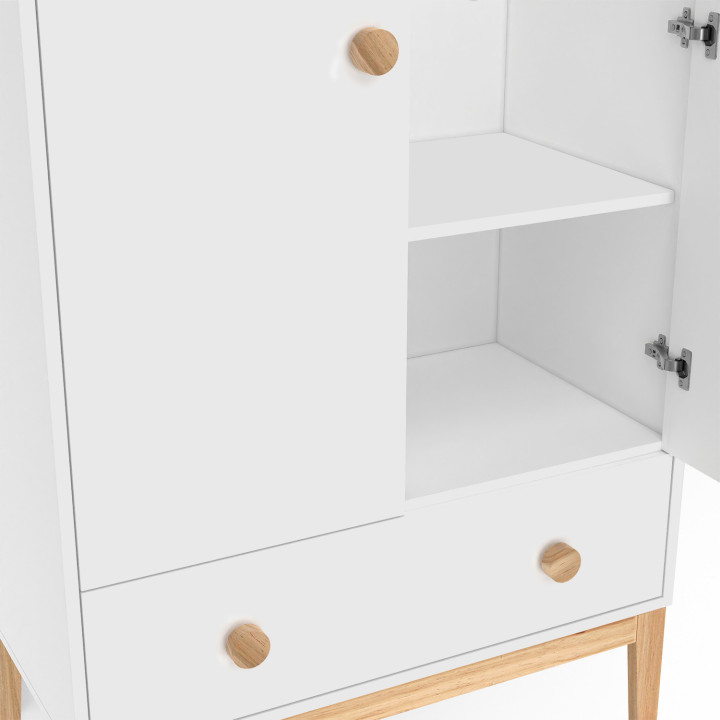 JACOB 2-deurs kinderkledingkast met witte en houten lade