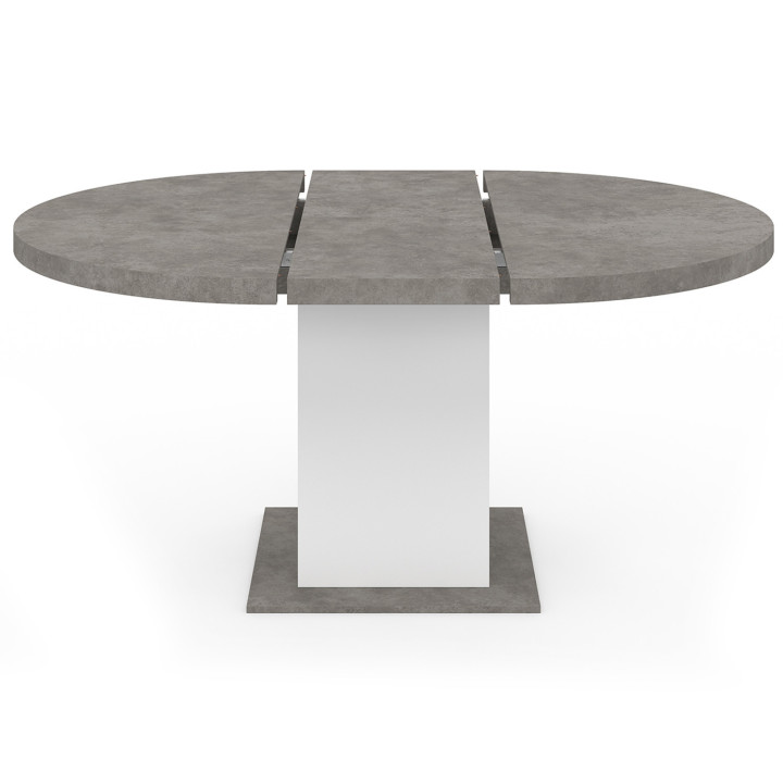 Mesa de comedor redonda extensible 4-8 personas hormigón y blanco 120-160 cm - EDEN | ID Market