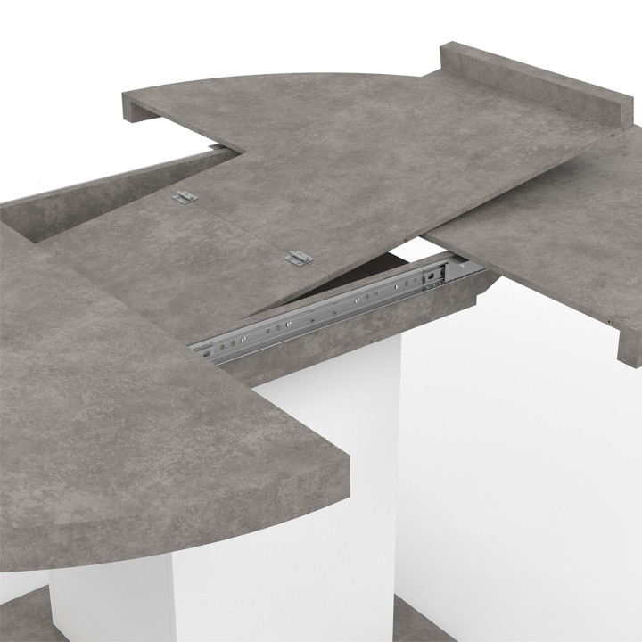 Mesa de comedor redonda extensible 4-8 personas hormigón y blanco 120-160 cm - EDEN | ID Market