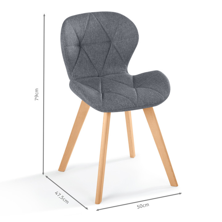 Grijze stoffen eetkamerstoelen - Set van 4 - ROBINE | ID Market