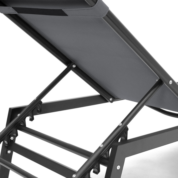 Juego de 2 tumbonas de jardín de aluminio gris antracita y negro - SINTRA | ID Market