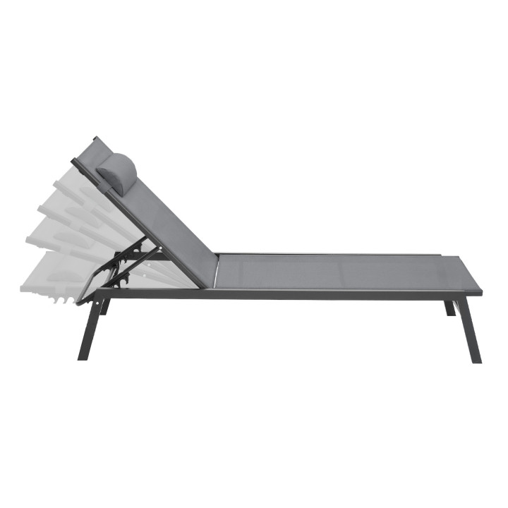 Set van 2 antracietgrijze en zwarte aluminium tuinstoelen - SINTRA | ID Market