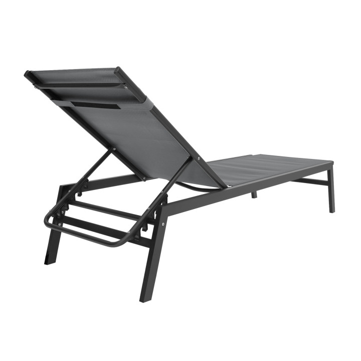 Juego de 2 tumbonas de jardín de aluminio gris antracita y negro - SINTRA | ID Market