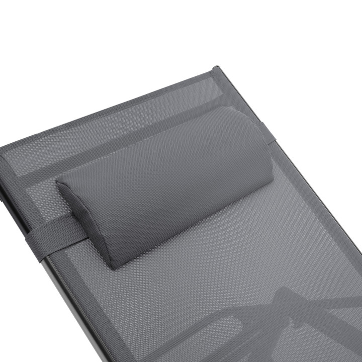 Lot de 2 transats de jardin inclinables en aluminium SINTRA gris anthracite et noir