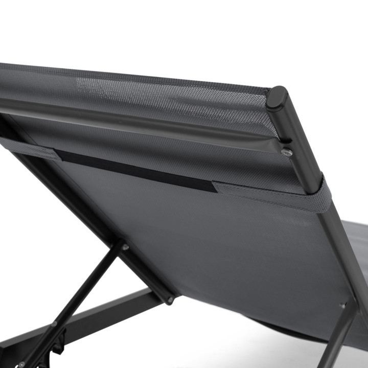 Juego de 2 tumbonas de jardín de aluminio gris antracita y negro - SINTRA | ID Market