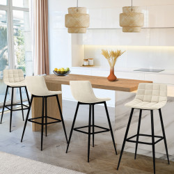Lot de 4 tabourets de bar MADY beige