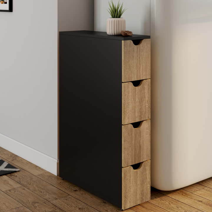 Torre de almacenamiento negra con 4 cajones - WILO | ID Market