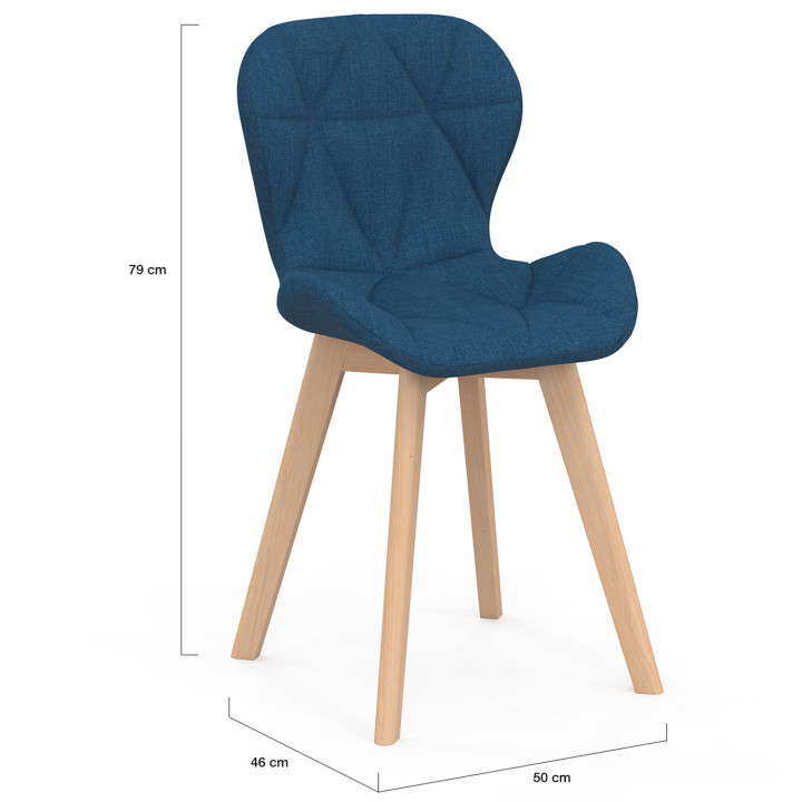 Juego de 6 sillas de comedor de tela azul pato - ROBINE - ID Market