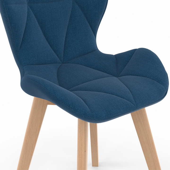 Juego de 6 sillas de comedor de tela azul pato - ROBINE - ID Market