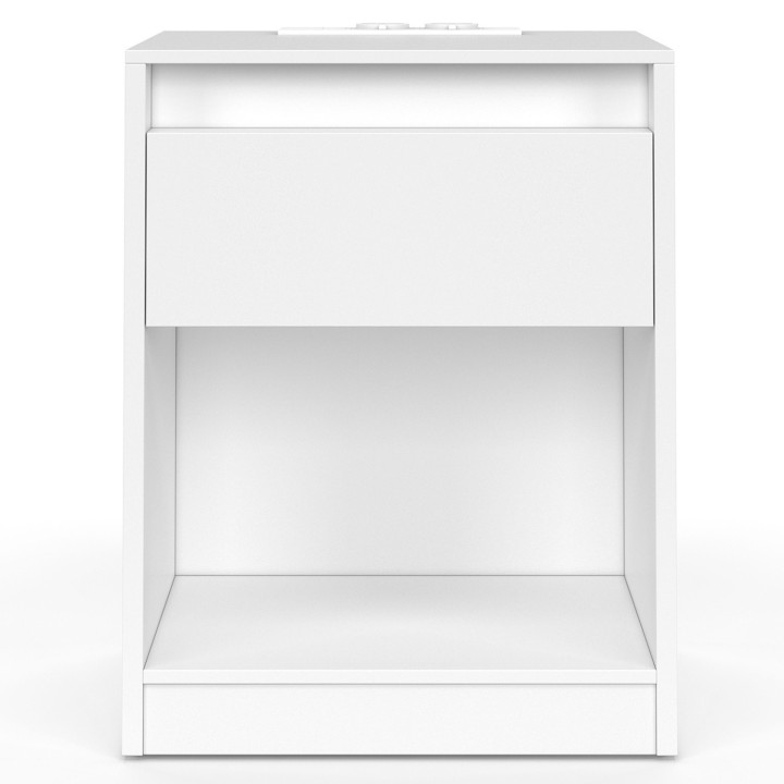 Lot de 2 tables de chevet TED à LED 1 tiroir avec niche et station de recharge