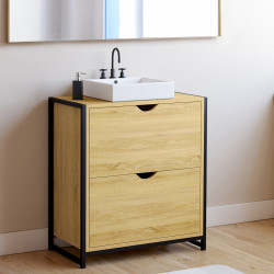 Meuble sous-lavabo salle de bain 2 tiroirs DETROIT design industriel