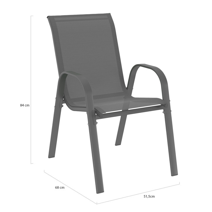 Tuinmeubelset - tafel 190cm, blad met betoneffect en 8 stapelstoelen - SANTORIN | ID Market