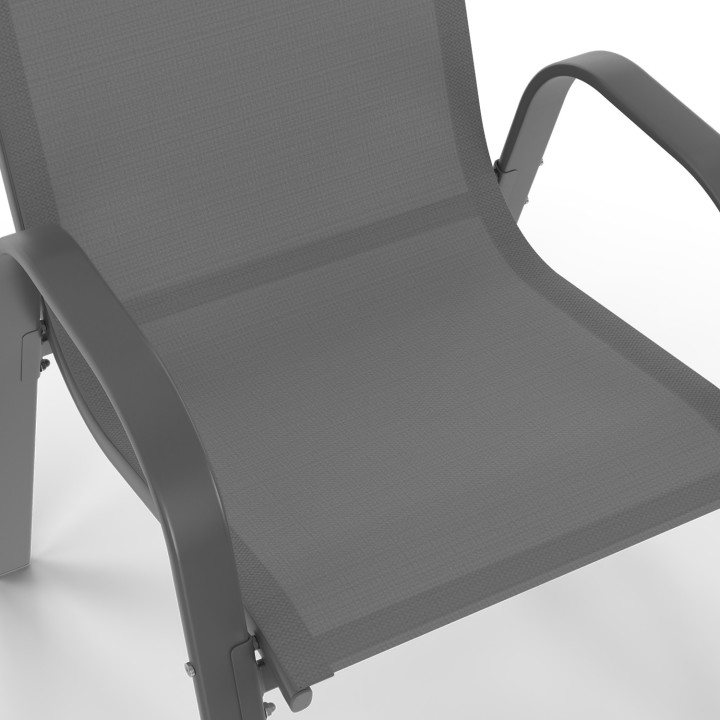 Conjunto de muebles de jardín - mesa 190cm, tablero efecto hormigón y 8 sillas apilables - SANTORIN | ID Market