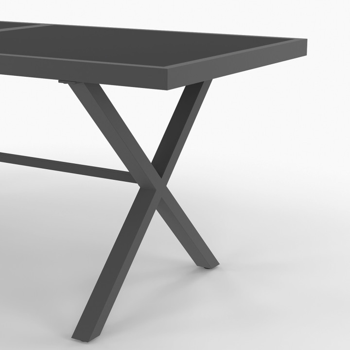 Tuinmeubelset - tafel 190cm, blad met betoneffect en 8 stapelstoelen - SANTORIN | ID Market