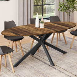 Tavolo da pranzo ovale ALIX per 10 persone con gambe in legno scuro HAWKINS e ragno nero 200 cm