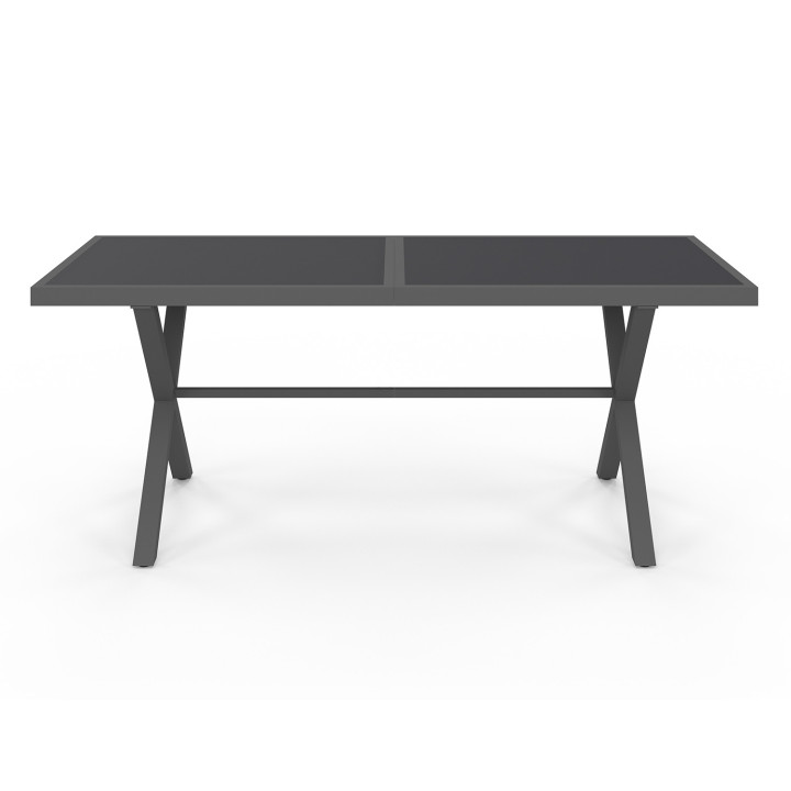 Tuinmeubelset - tafel 190cm, blad met betoneffect en 8 stapelstoelen - SANTORIN | ID Market