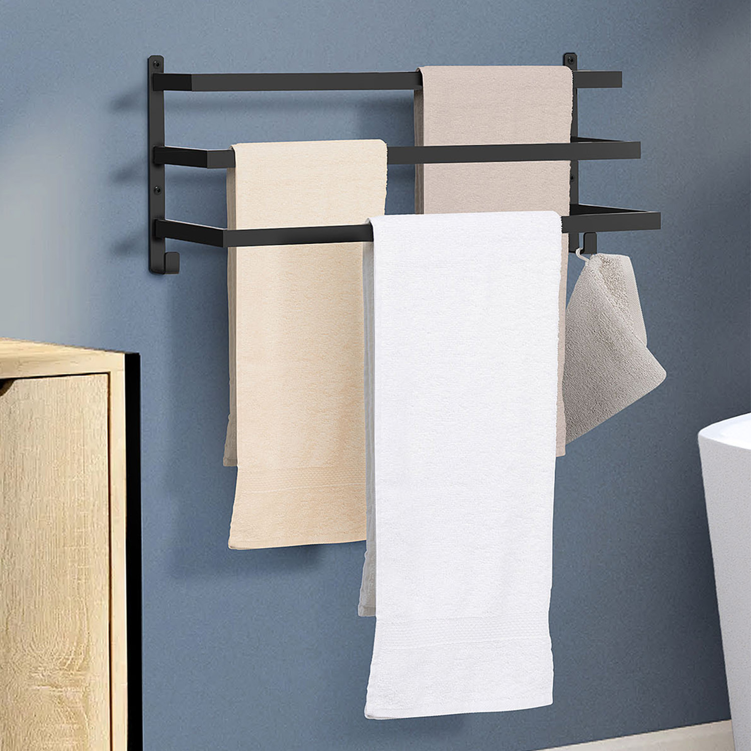 Porte-serviettes industriel mural en métal noir