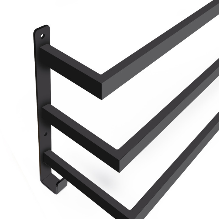 DALLAS portasalviette a muro a 3 livelli in metallo nero dal design industriale
