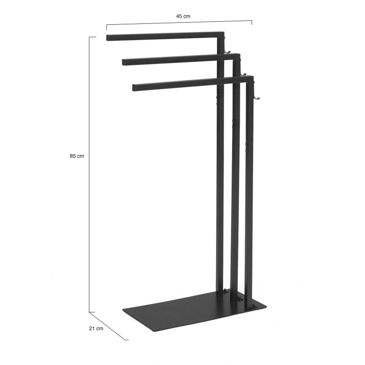 Portasciugamani autoportante con 3 guide laterali DALLAS design industriale in metallo nero