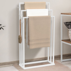 Porte-serviettes sur pied 3 niveaux DALLAS métal blanc design industriel