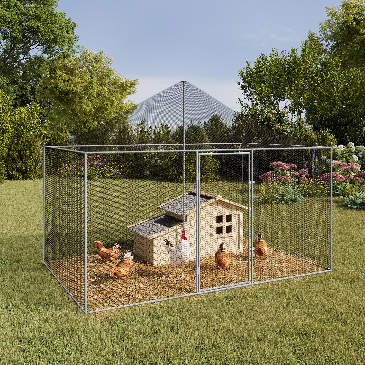 Enclos poulailler en acier galvanisé 6 m² 3x2 m volière extérieure