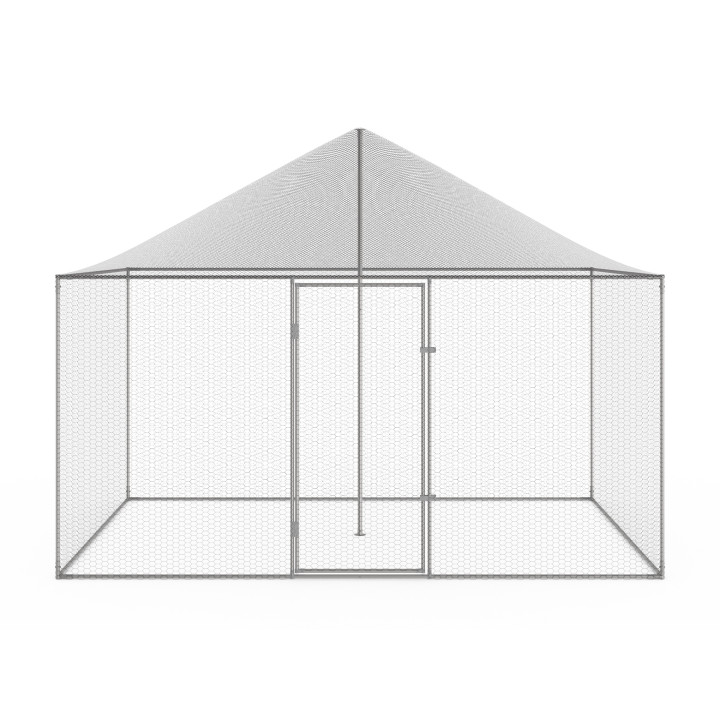 Gallinero 6m² 3x2M con tejado y red de acero galvanizado | ID Market